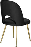 Logan Velvet / Metal / Engineered Wood / Foam Contemporary Black Velvet Dining Chair - 19.5" W x 22" D x 34" H