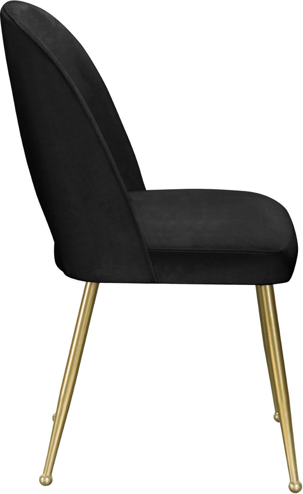 Logan Velvet / Metal / Engineered Wood / Foam Contemporary Black Velvet Dining Chair - 19.5" W x 22" D x 34" H
