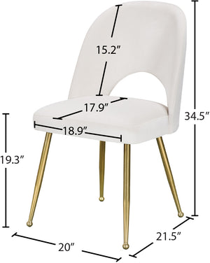 Logan Velvet / Metal / Engineered Wood / Foam Contemporary Cream Velvet Dining Chair - 19.5" W x 22" D x 34" H