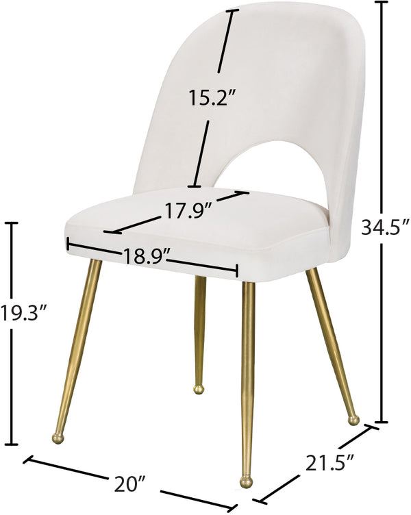 Logan Velvet / Metal / Engineered Wood / Foam Contemporary Cream Velvet Dining Chair - 19.5" W x 22" D x 34" H