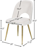 Logan Velvet / Metal / Engineered Wood / Foam Contemporary Cream Velvet Dining Chair - 19.5" W x 22" D x 34" H