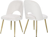 Logan Velvet / Metal / Engineered Wood / Foam Contemporary Cream Velvet Dining Chair - 19.5" W x 22" D x 34" H