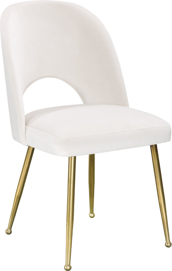 Logan Velvet / Metal / Engineered Wood / Foam Contemporary Cream Velvet Dining Chair - 19.5" W x 22" D x 34" H