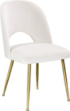 Logan Velvet / Metal / Engineered Wood / Foam Contemporary Cream Velvet Dining Chair - 19.5" W x 22" D x 34" H