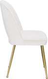 Logan Velvet / Metal / Engineered Wood / Foam Contemporary Cream Velvet Dining Chair - 19.5" W x 22" D x 34" H