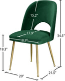 Logan Velvet / Metal / Engineered Wood / Foam Contemporary Green Velvet Dining Chair - 19.5" W x 22" D x 34" H