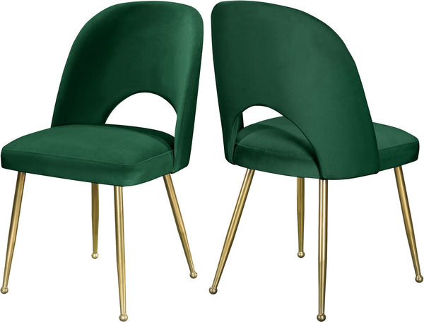 Logan Velvet / Metal / Engineered Wood / Foam Contemporary Green Velvet Dining Chair - 19.5" W x 22" D x 34" H