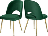 Logan Velvet / Metal / Engineered Wood / Foam Contemporary Green Velvet Dining Chair - 19.5" W x 22" D x 34" H