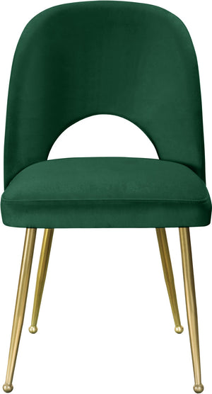 Logan Velvet / Metal / Engineered Wood / Foam Contemporary Green Velvet Dining Chair - 19.5" W x 22" D x 34" H