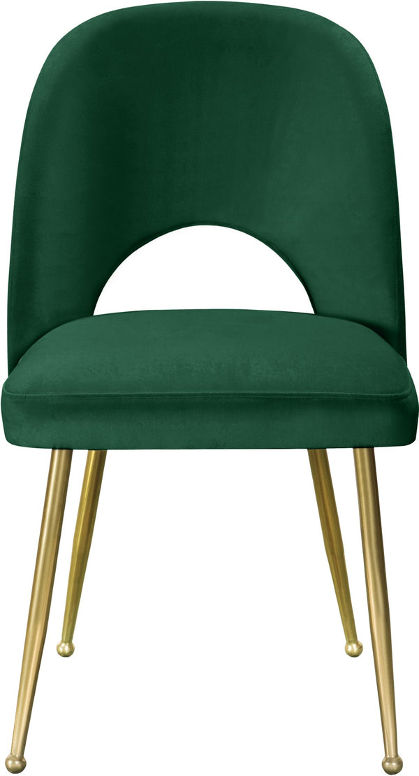 Logan Velvet / Metal / Engineered Wood / Foam Contemporary Green Velvet Dining Chair - 19.5" W x 22" D x 34" H