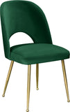 Logan Velvet / Metal / Engineered Wood / Foam Contemporary Green Velvet Dining Chair - 19.5" W x 22" D x 34" H