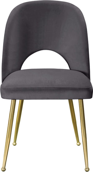 Logan Velvet / Metal / Engineered Wood / Foam Contemporary Grey Velvet Dining Chair - 19.5" W x 22" D x 34" H