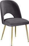 Logan Velvet / Metal / Engineered Wood / Foam Contemporary Grey Velvet Dining Chair - 19.5" W x 22" D x 34" H