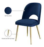 Logan Velvet / Metal / Engineered Wood / Foam Contemporary Navy Velvet Dining Chair - 19.5" W x 22" D x 34" H