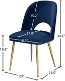 Logan Velvet / Metal / Engineered Wood / Foam Contemporary Navy Velvet Dining Chair - 19.5" W x 22" D x 34" H