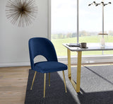 Logan Velvet / Metal / Engineered Wood / Foam Contemporary Navy Velvet Dining Chair - 19.5" W x 22" D x 34" H