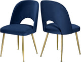 Logan Velvet / Metal / Engineered Wood / Foam Contemporary Navy Velvet Dining Chair - 19.5" W x 22" D x 34" H