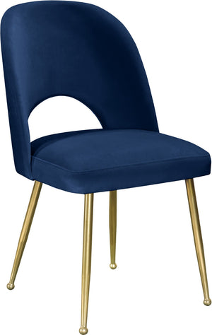 Logan Velvet / Metal / Engineered Wood / Foam Contemporary Navy Velvet Dining Chair - 19.5" W x 22" D x 34" H