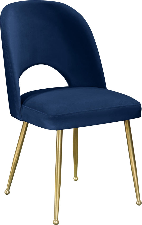 Logan Velvet / Metal / Engineered Wood / Foam Contemporary Navy Velvet Dining Chair - 19.5" W x 22" D x 34" H