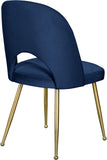 Logan Velvet / Metal / Engineered Wood / Foam Contemporary Navy Velvet Dining Chair - 19.5" W x 22" D x 34" H