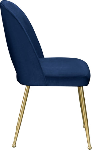 Logan Velvet / Metal / Engineered Wood / Foam Contemporary Navy Velvet Dining Chair - 19.5" W x 22" D x 34" H