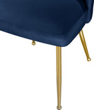 Logan Velvet / Metal / Engineered Wood / Foam Contemporary Navy Velvet Dining Chair - 19.5" W x 22" D x 34" H