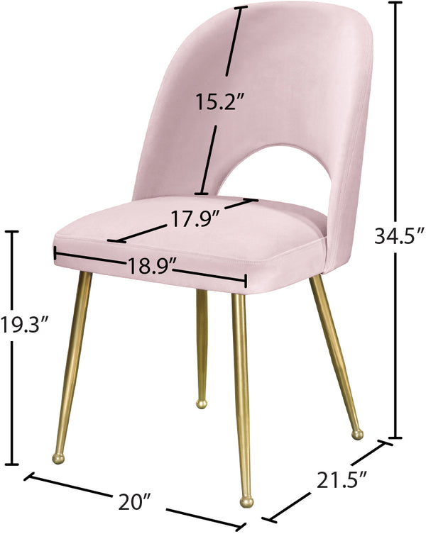 Logan Velvet / Metal / Engineered Wood / Foam Contemporary Pink Velvet Dining Chair - 19.5" W x 22" D x 34" H