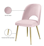 Logan Velvet / Metal / Engineered Wood / Foam Contemporary Pink Velvet Dining Chair - 19.5" W x 22" D x 34" H