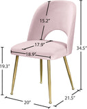 Logan Velvet / Metal / Engineered Wood / Foam Contemporary Pink Velvet Dining Chair - 19.5" W x 22" D x 34" H