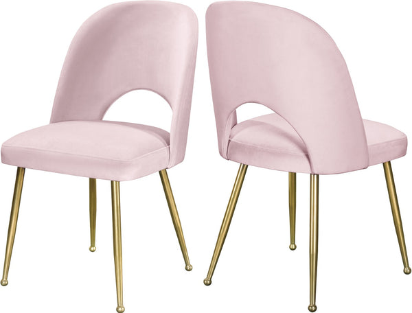 Logan Velvet / Metal / Engineered Wood / Foam Contemporary Pink Velvet Dining Chair - 19.5" W x 22" D x 34" H
