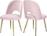 Logan Velvet / Metal / Engineered Wood / Foam Contemporary Pink Velvet Dining Chair - 19.5" W x 22" D x 34" H