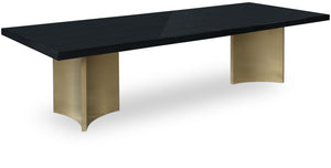 Immerse Stainless Steel / Wood Veneer / MDF Contemporary Black Dining Table (3 Boxes) - 84" / 104" / 123.5" W x 47.25" D x 30.75" H