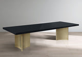 Immerse Stainless Steel / Wood Veneer / MDF Contemporary Black Dining Table (3 Boxes) - 84" / 104" / 123.5" W x 47.25" D x 30.75" H