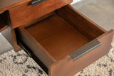Portwall Modern 4-drawer Writing Desk Brown Mango and Matte Black