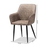 Baxton Studio Belen Modern and Contemporary Grey and Brown Imitation Leather Upholstered 2-Piece Metal Dining Chair Set