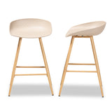 Baxton Studio Mairi Modern and Contemporary Beige Plastic and Wood Finished 2-Piece Counter Stool Set