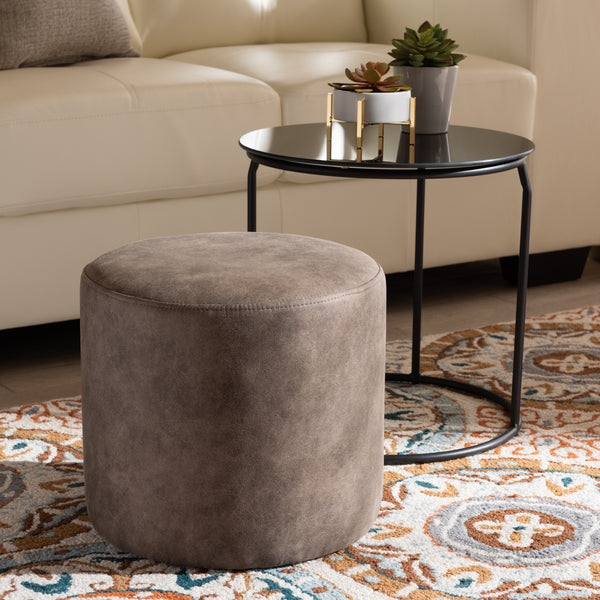 Baxton Studio Kira Modern and Contemporary Black with Grey and Brown 2-Piece Nesting Table and Ottoman Set