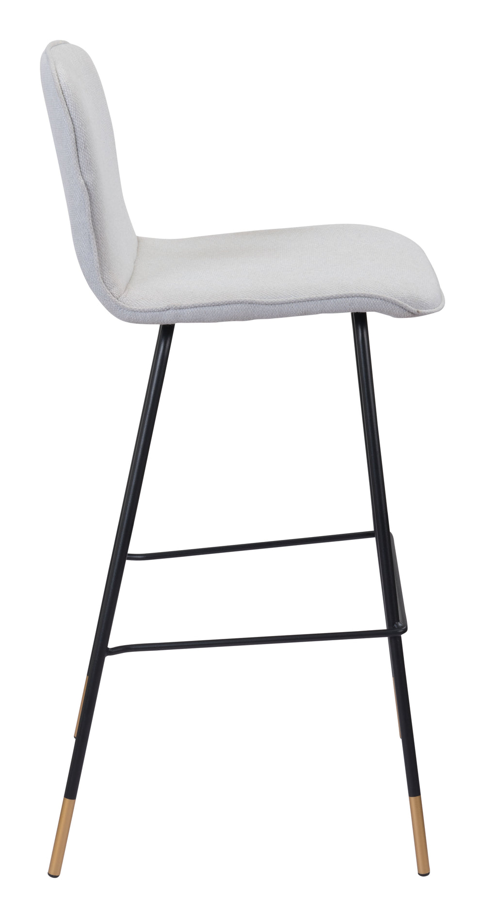 Zuo Modern Gironde 100% Polyester, Plywood, Steel Modern Commercial Grade Barstool Light Gray, Black, Gold 100% Polyester, Plywood, Steel