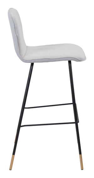 Zuo Modern Gironde 100% Polyester, Plywood, Steel Modern Commercial Grade Barstool Light Gray, Black, Gold 100% Polyester, Plywood, Steel
