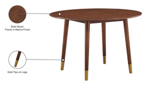 Sherwood Engineered Wood / Metal Mid-Century Modern Gold Dining Table - 47.5" W x 47.5" D x 30" H