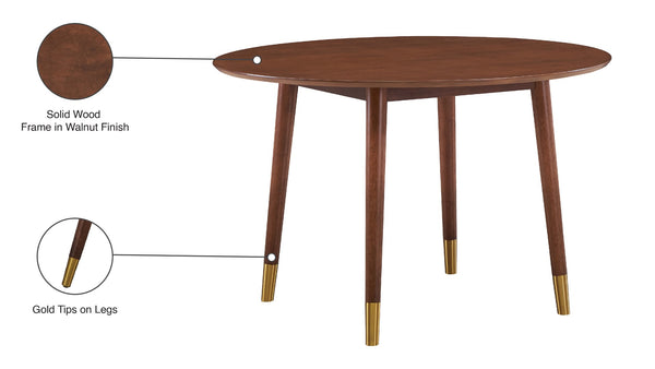 Sherwood Engineered Wood / Metal Mid-Century Modern Gold Dining Table - 47.5" W x 47.5" D x 30" H