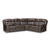 Vesa Modern Contemporary Leather-Like Fabric Upholstered 6-Piece Sectional Recliner Sofa with 2 Reclining Seats