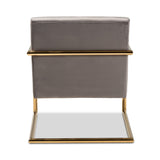 Baxton Studio Mira Glam and Luxe Grey Velvet Fabric Upholstered Gold Finished Metal Lounge Chair
