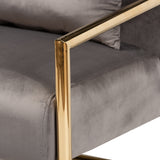 Baxton Studio Mira Glam and Luxe Grey Velvet Fabric Upholstered Gold Finished Metal Lounge Chair