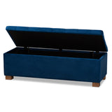 Baxton Studio Roanoke Modern and Contemporary Navy Blue Velvet Fabric Upholstered Grid-Tufted Storage Ottoman Bench