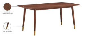 Sherwood Engineered Wood / Metal Mid-Century Modern Gold Dining Table - 37.5" W x 71" D x 30" H