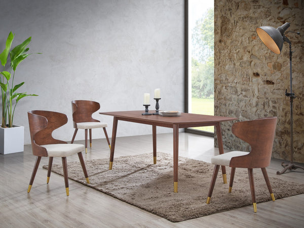 Sherwood Engineered Wood / Metal Mid-Century Modern Gold Dining Table - 37.5" W x 71" D x 30" H