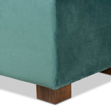 Baxton Studio Roanoke Modern and Contemporary Teal Blue Velvet Fabric Upholstered Grid-Tufted Storage Ottoman Bench