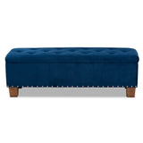 Baxton Studio Hannah Modern and Contemporary Navy Blue Velvet Fabric Upholstered Button-Tufted Storage Ottoman Bench