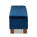 Baxton Studio Hannah Modern and Contemporary Navy Blue Velvet Fabric Upholstered Button-Tufted Storage Ottoman Bench